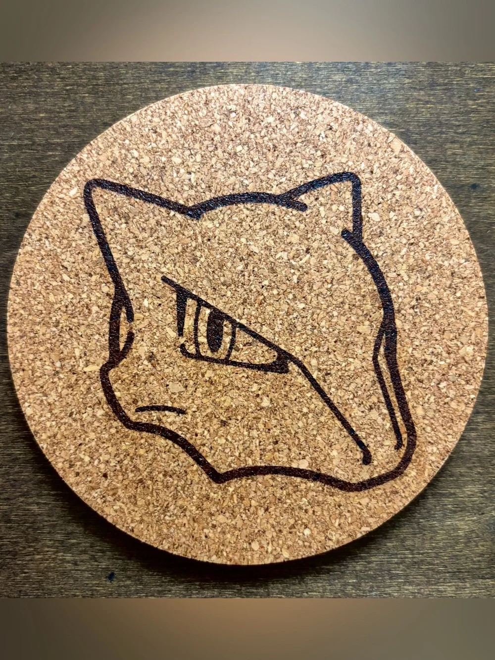 Pokemon Marowak Face Laser Engraved Cork Coaster